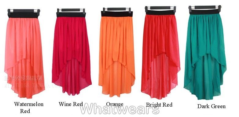Womens Chiffon Coattails Special Tailored Elastic Waist Skirt 14 