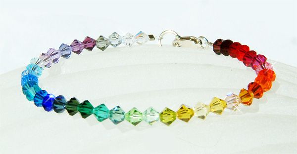 RAINBOW w Swarovski Crystal Girls Princess Sterling Silver Petit 