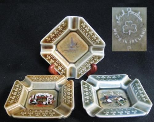 WADE IRISH PORCELAIN SHAMROCK BORDER ASHTRAYS c1955  