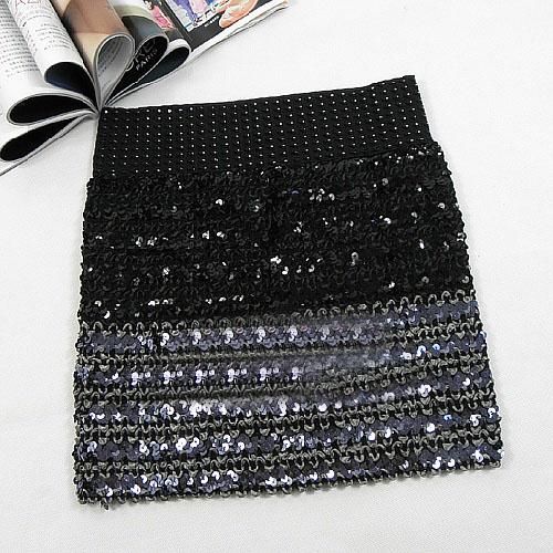 Sexy Bandage Glitter Sequin Panel Party Mini Skirt  