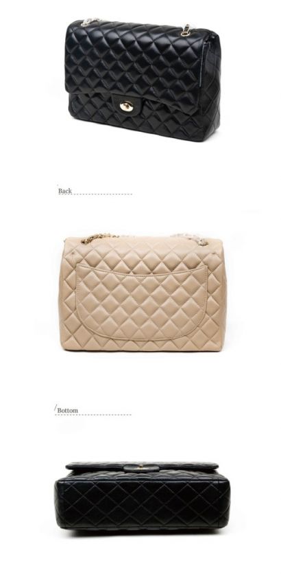 Celebrity Style Real Lambskin Leather 2.55 Quilted Chain Shoulder Bag 