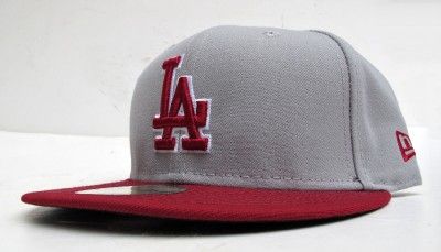 LA Dodgers Grey On Burgandy All Sizes Cap Hat by New Era  