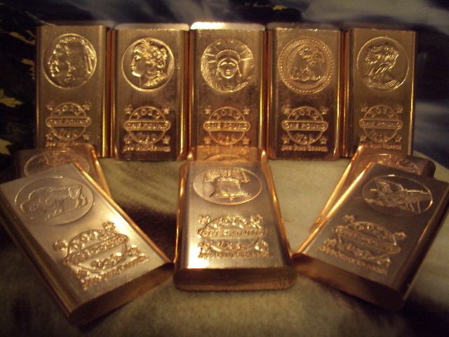 12 POUNDS .999 COPPER BULLION Ingots 12 STYLE Wholesale Lot W 