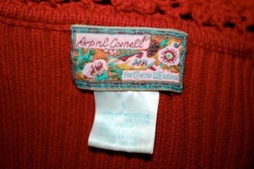 April Cornell Red Button Front Cardigan Sweater Large  