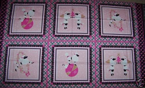 White Poodle Noel Square Patch Cotton Fabric  