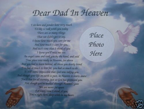 Dear Dad In Heaven Poem In Loving Memory Memorial Verse  