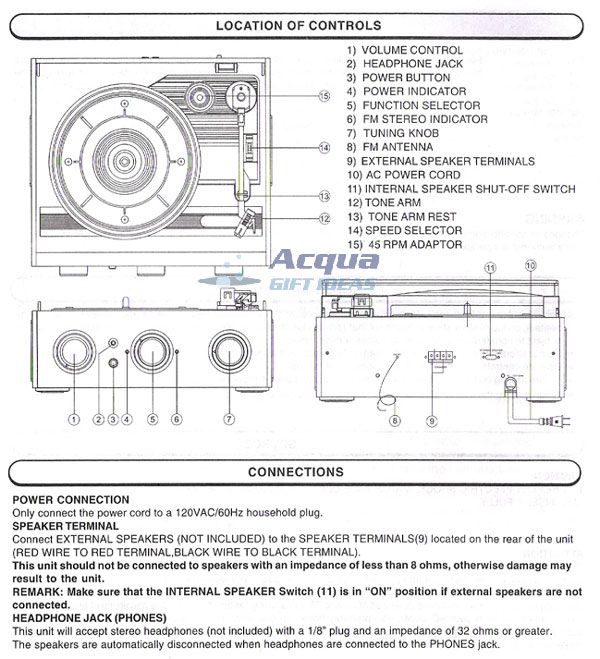 Record Player Radio Turntable AM FM LP 33 45 78 w/ Speakers, Audio 