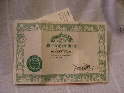 1985 CABBAGE PATCH KID Daniela Rachel & Birth Certif.  