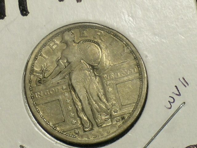 1917 Type 1 Fine Standing Lib Quarter mr17 b  