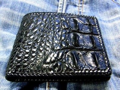 REAL ALLIGATOR CROCODILE WALLET LATERAL SKIN IN BLACK  