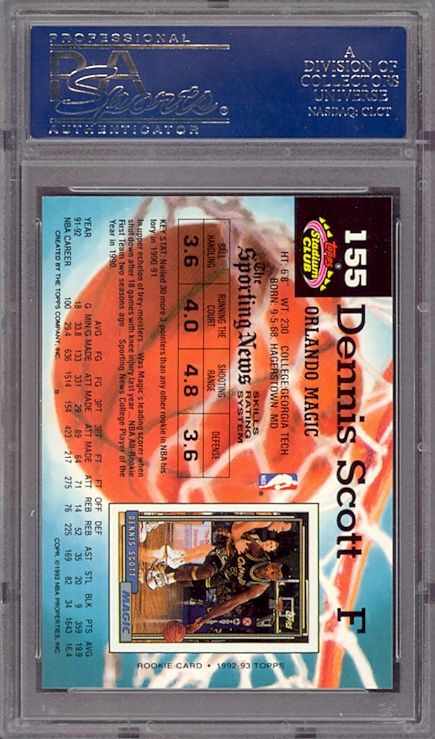 1992 Stadium Club Members Only Dennis Scott PSA 10 pop2  