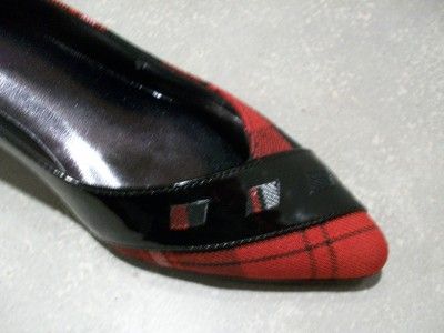 Classy Red Plaid & Black Patent Pumps/ Shoes/ 2 Heel 7  