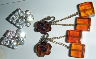   Beautiful Lot 39 Pair of Clip On Rhinestone Earrings   Many Signed