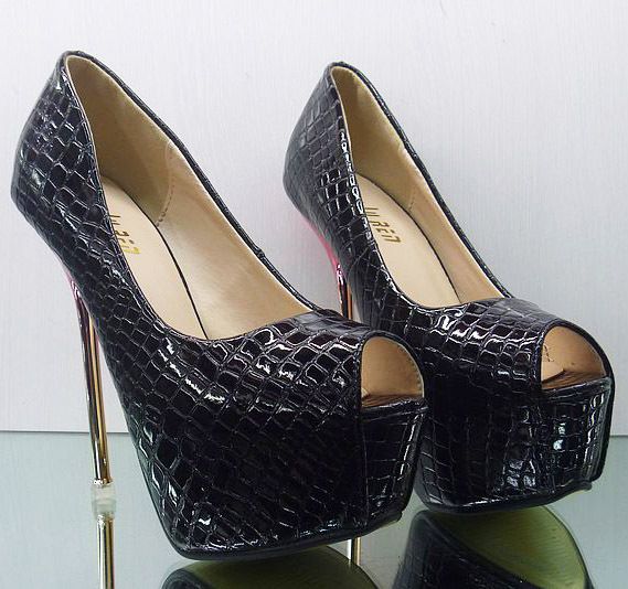   High Heels Party Queen Platform Glitter Snake Reticular Open Toe shoes