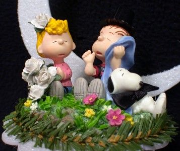 Peanut gang LINUS & SALLY Snoopy Wedding Cake topper Charley Brown 