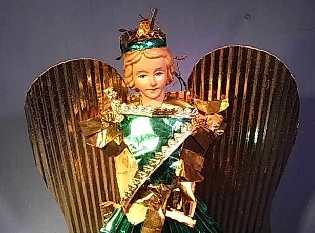 TT2 * BEAUTIFUL GOLDEN ANGEL CHRISTMAS ORNAMENT ANTIQUE GERMAN  
