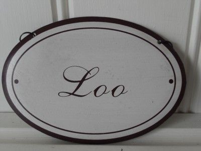 SHABBY VINTAGE STYLE HANGING METAL SIGNS BATHROOM LOO TOILETTES CHIC 