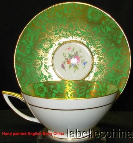 Minton Brocade Green Teacup and Saucer H5066  