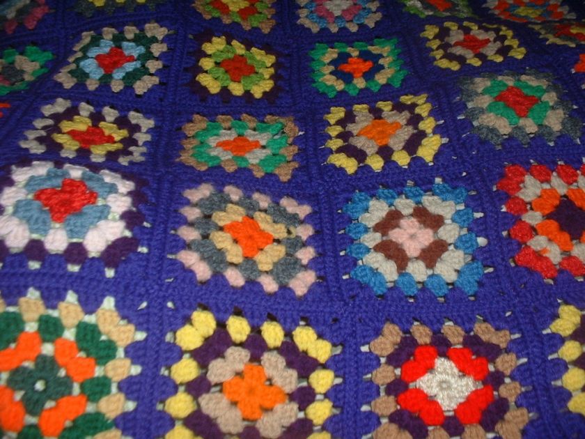 Handmade Crochet Afghan Throw Blanket granny square  