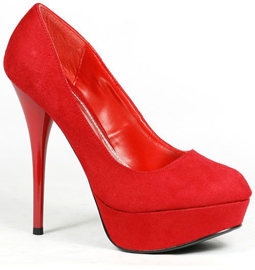 Red Round Toe Platform Stiletto Pump 8 us QUPID  