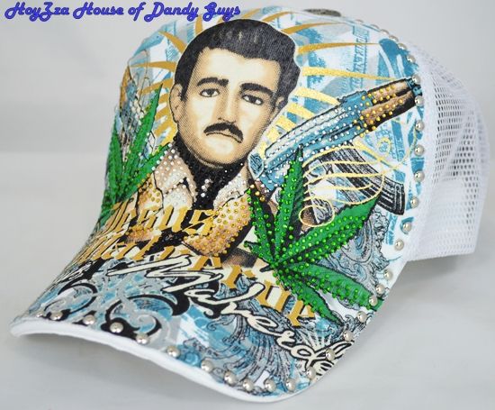 New Jesus Malverde Trucker Hat With Rhinestones Cap ADJ  