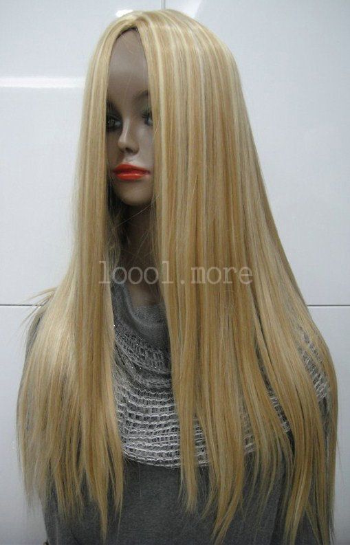 Wonderful Long Straight Blonde Mix Women Wig A17  