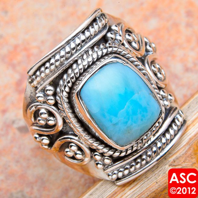 RARE LARIMAR .925 SILVER RING SIZE 8  