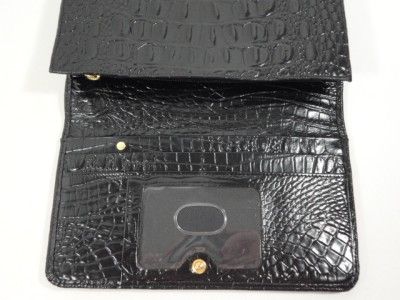 NWOT Brahmin Lexington BLACK Patent Leather Continental Wallet Coin 