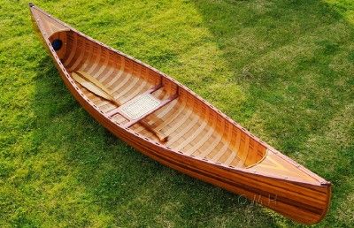 LARGE DISPLAY CEDAR STRIP CANOE WOODEN MODEL BOAT 9.8  