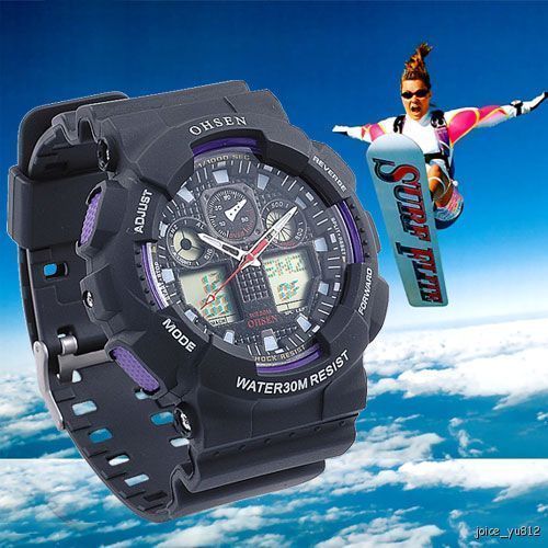 Mens OHSEN World Time Countdown Digital Sport Watch  