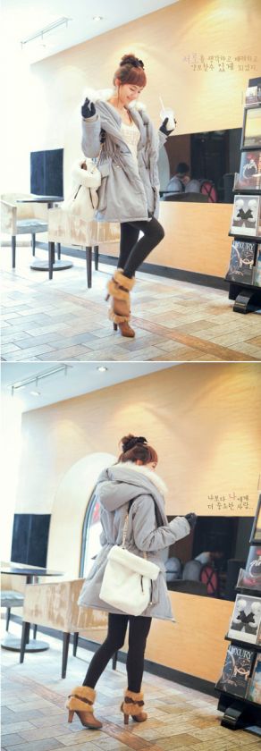 FASHION WINTER HOODED COAT DOUBLE POCKET Drawstring HEM DESIGN ZZ00208 