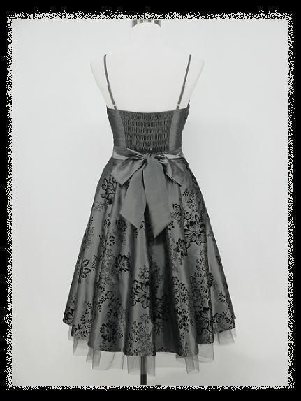 dress190 GREY 50s FLOCK TATTOO ROCKABILLY VINTAGE PROM PARTY COCKTAIL 