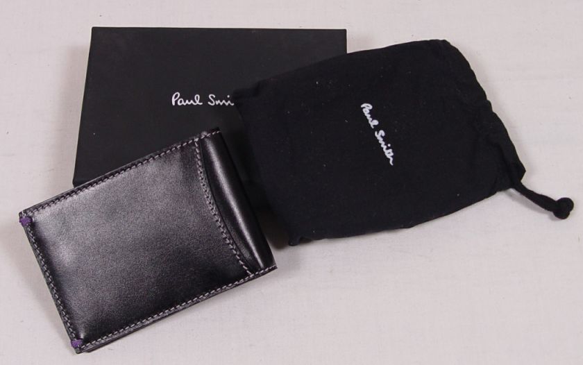 PAUL SMITH WALLET $310 BLACK LOGO SLIM TEAM CONDOR BICYCLE RACER BILL 