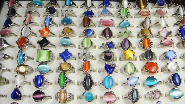Wholesale jewelry lots 30pcs Cat  Eye stone silver plated Ring NEW 