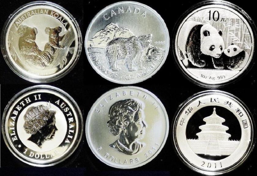 2011 INTERNATIONAL BEARS (3) .999+ SILVER BULLION COINS  