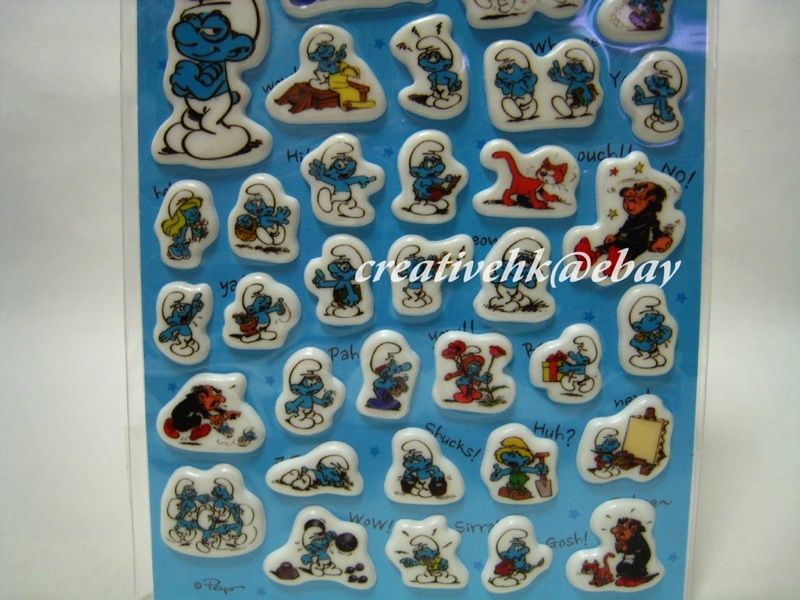 The Smurfs Die cut 3D Bubble Stickers Scrapbook Deco  