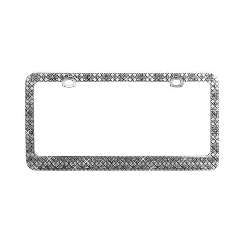 NEW GUN METAL CHECKERED XS W SMOKE CRYSTALS UNIVERSAL LICENSE PLATE 