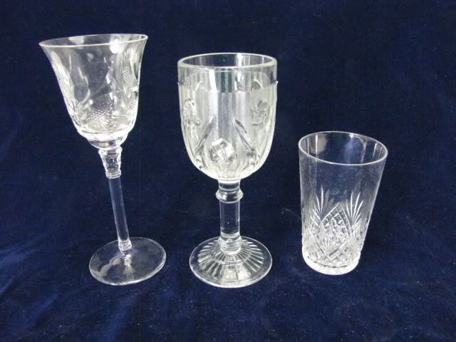 Vintage Crystal Glasses Thistle Pineapple & Iris Glass  