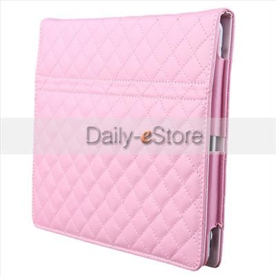 Pink Stand Leather Cover Case for iPad 2&The New iPad 3rd Gen  