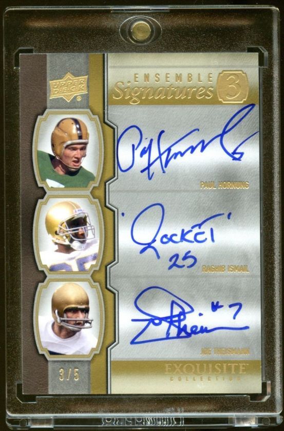 EXQUISITE PAUL HORNUNG JOE THEISMANN RAGHIB ISMAIL AUTO /5 NORTH DAME 