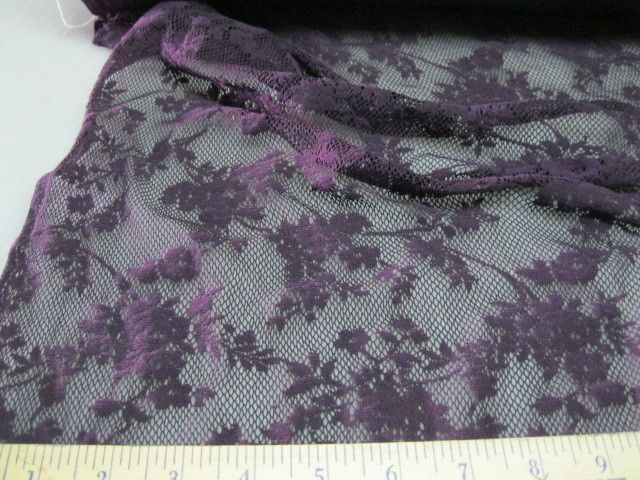 Fabric Stretch Mesh Lace Purple Floral LC275  