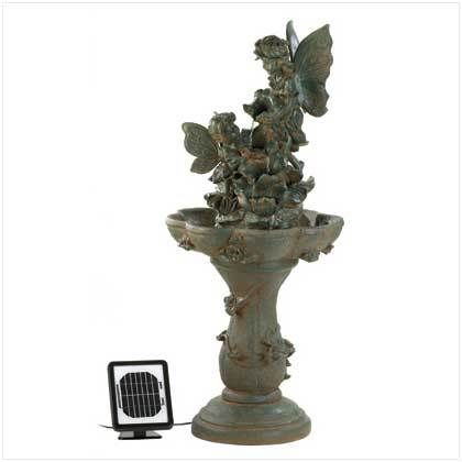 FAIRY SOLAR/AC POWER WATER FOUNTAIN OUTDOOR DECOR NEW  