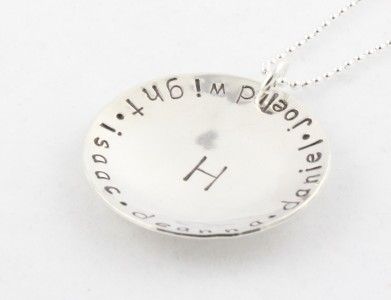 Family Initial Custom Personalized Silver Disc Necklace  