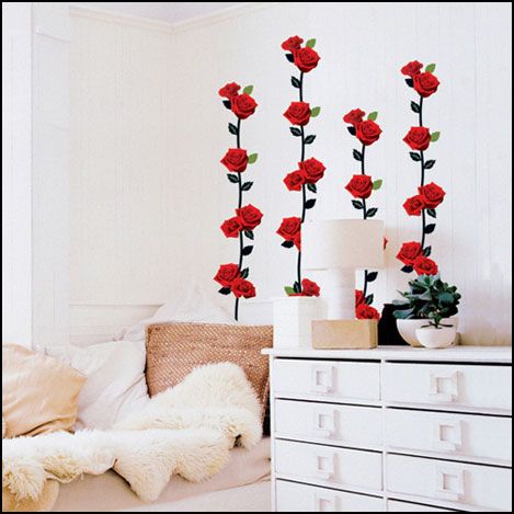 ROSE VINE DECOR MURAL ART WALL PAPER STICKER SWST 01  