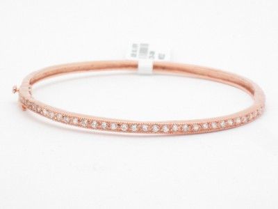 18K ROSE GOLD DIAMOND SET HALF ETERNITY BANGLE BRACELET  