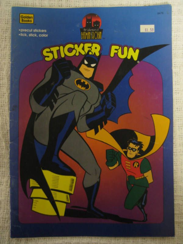 Vintage BATMAN & ROBIN Sticker Coloring Book by Golden  