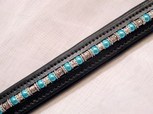 Blue Crystal Beaded Dressage English Bridle Browband  