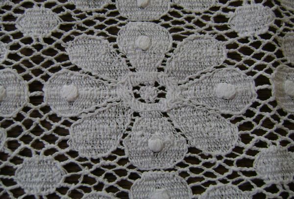 Vtg Lace Dresser Buffet Scarf Runner Embroidered Net  