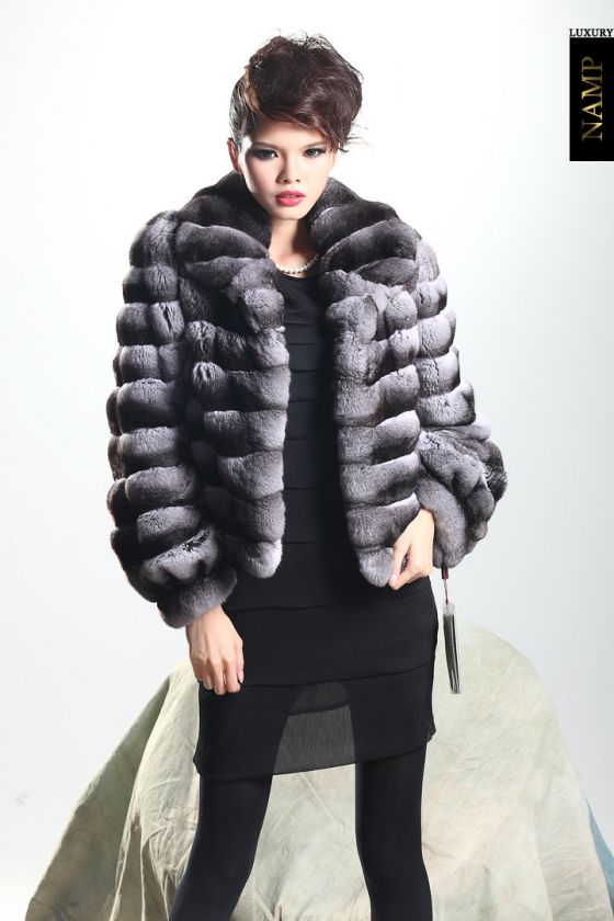 2012 Top luxury Chinchilla Fur Coat + Silver  