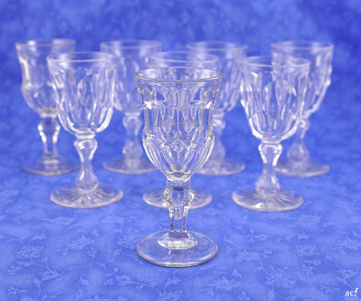 Antique Cordial Glasses 6 Blown 2 Pressed Late 1800s  